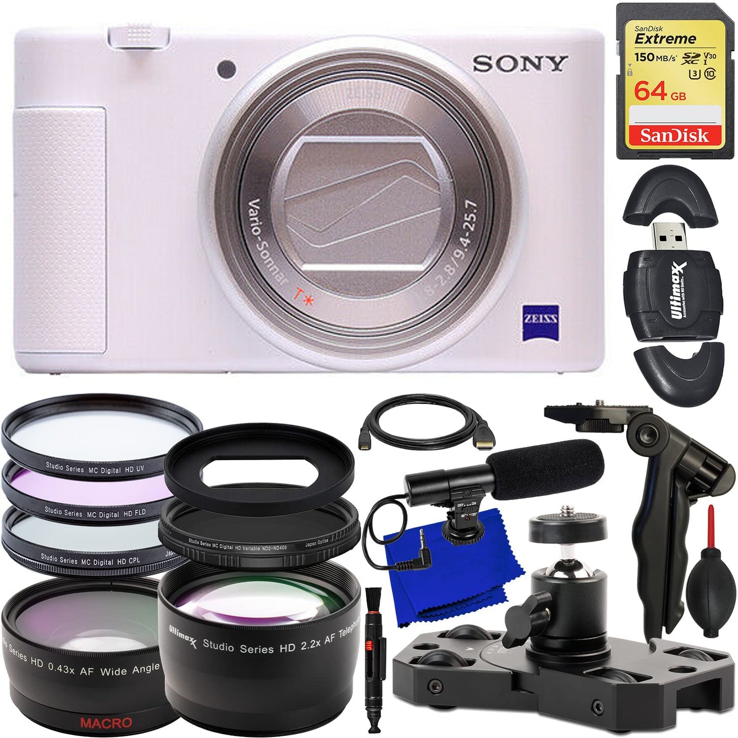 Appareil photo numérique Sony ZV-1 20,1 MP (blanc) DCZV1/W - Ensemble d'accessoires 15 pièces