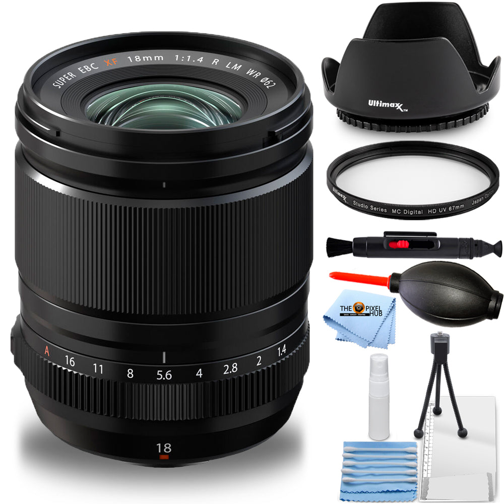 FUJIFILM XF 18mm f/1.4 R LM WR Lens 16673794 - 7PC Accessory Bundle