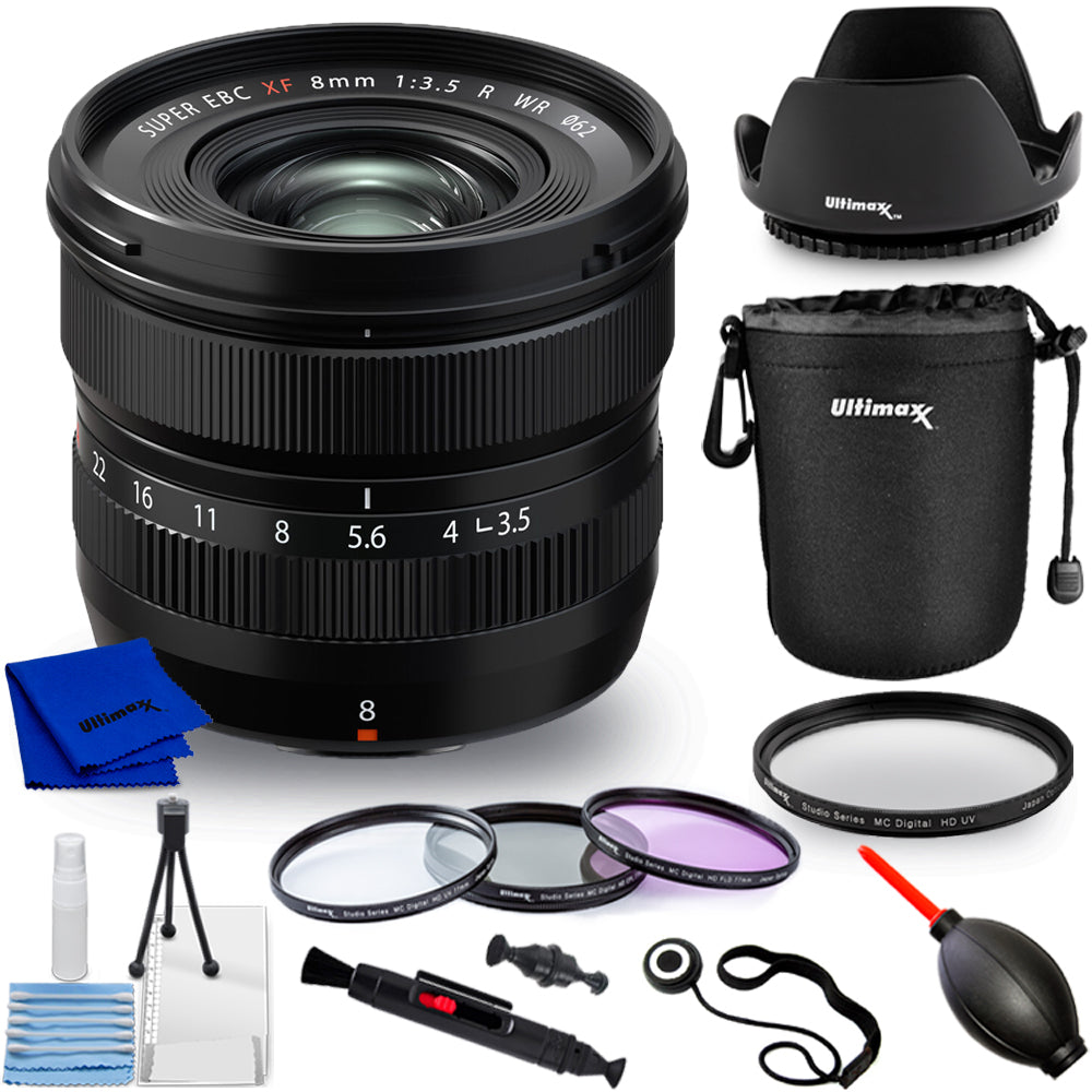 Objectif FUJIFILM XF 8 mm f/3.5 R WR 16797760 - Lot d'accessoires 10 pièces