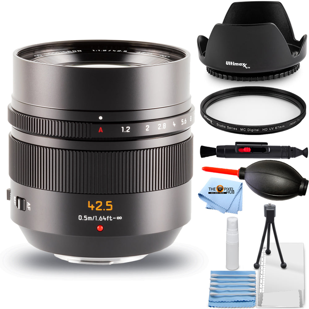 Panasonic Leica DG Nocticron 42,5 mm f/1,2 ASPH. Objectif POWER OIS - Offre groupée UV