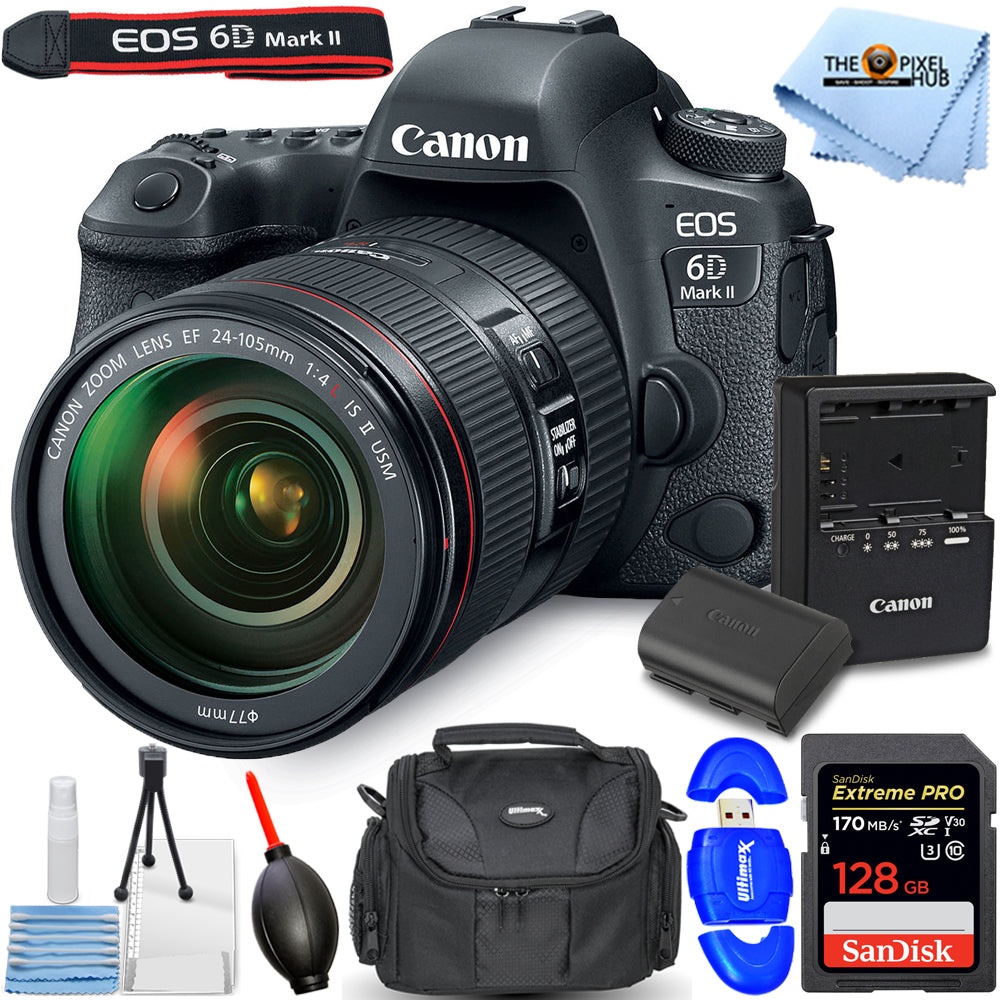 Appareil photo reflex numérique Canon EOS 6D Mark II avec objectif 24-105 mm f/4 - Ensemble d'accessoires 7 pièces