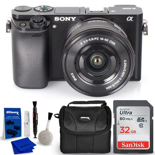 Appareil photo numérique sans miroir Sony Alpha a6000 avec objectif 16-50 mm noir - Offre groupée 32 Go