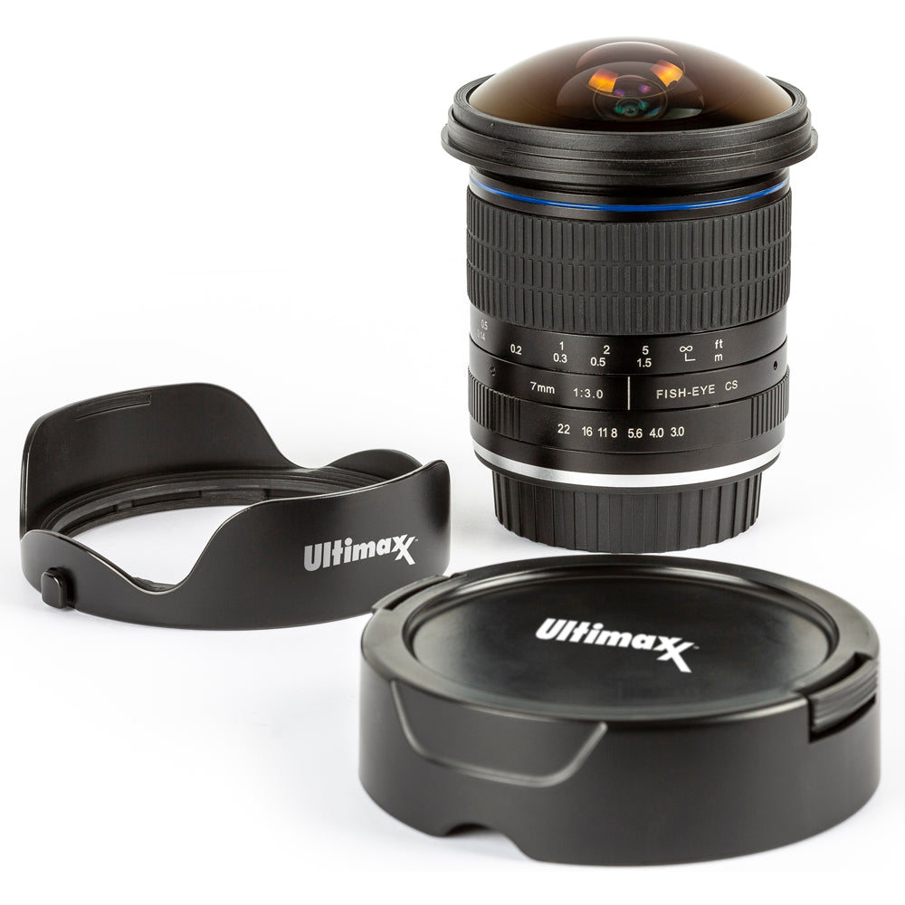 ULTIMAXX 7mm f/3.0 Aspherical Fisheye Lens for Sony NEX DSLRs - Ultra Wide Angle