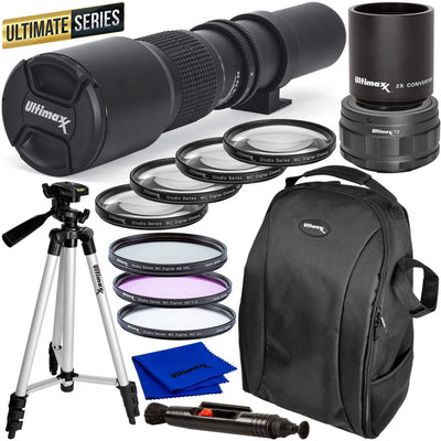 ULTIMAXX Haute Puissance 500mm/1000mm f/8 pour Sony NEX avec Kits de Filtres + Sac à Dos