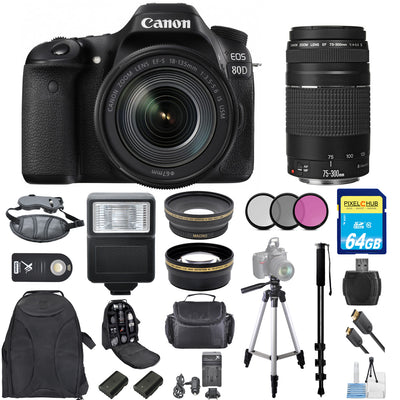 Canon EOS 80D DSLR avec objectif 18-135 mm + 75-300 mm III 4 OBJECTIFS