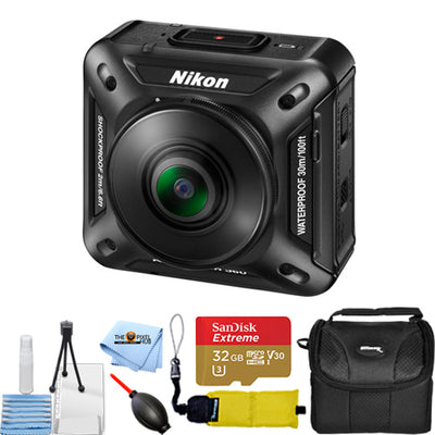 Nikon KeyMission 360 4K Action Camera (Black) 26513 + Sandisk 32GB Action Bundle