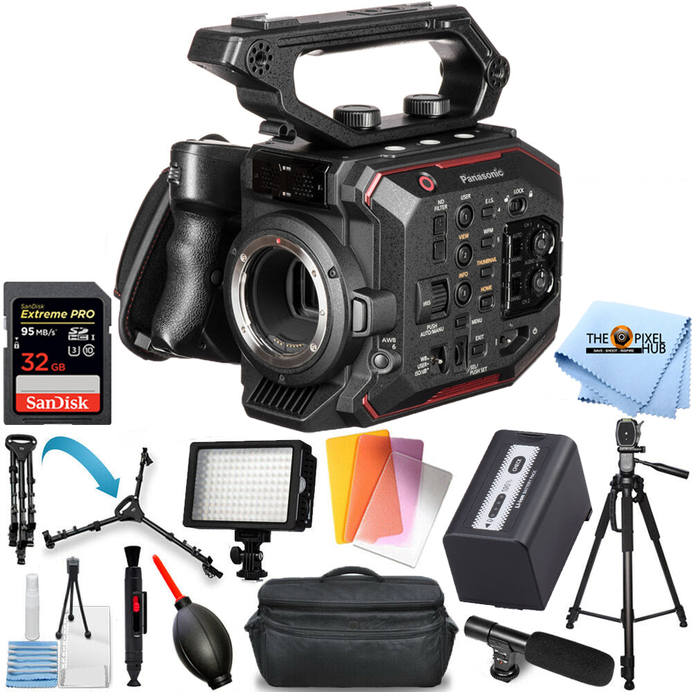 Panasonic AU-EVA1 Caméra de cinéma compacte 5,7K Super 35 mm + 64 Go + kit d'éclairage LED