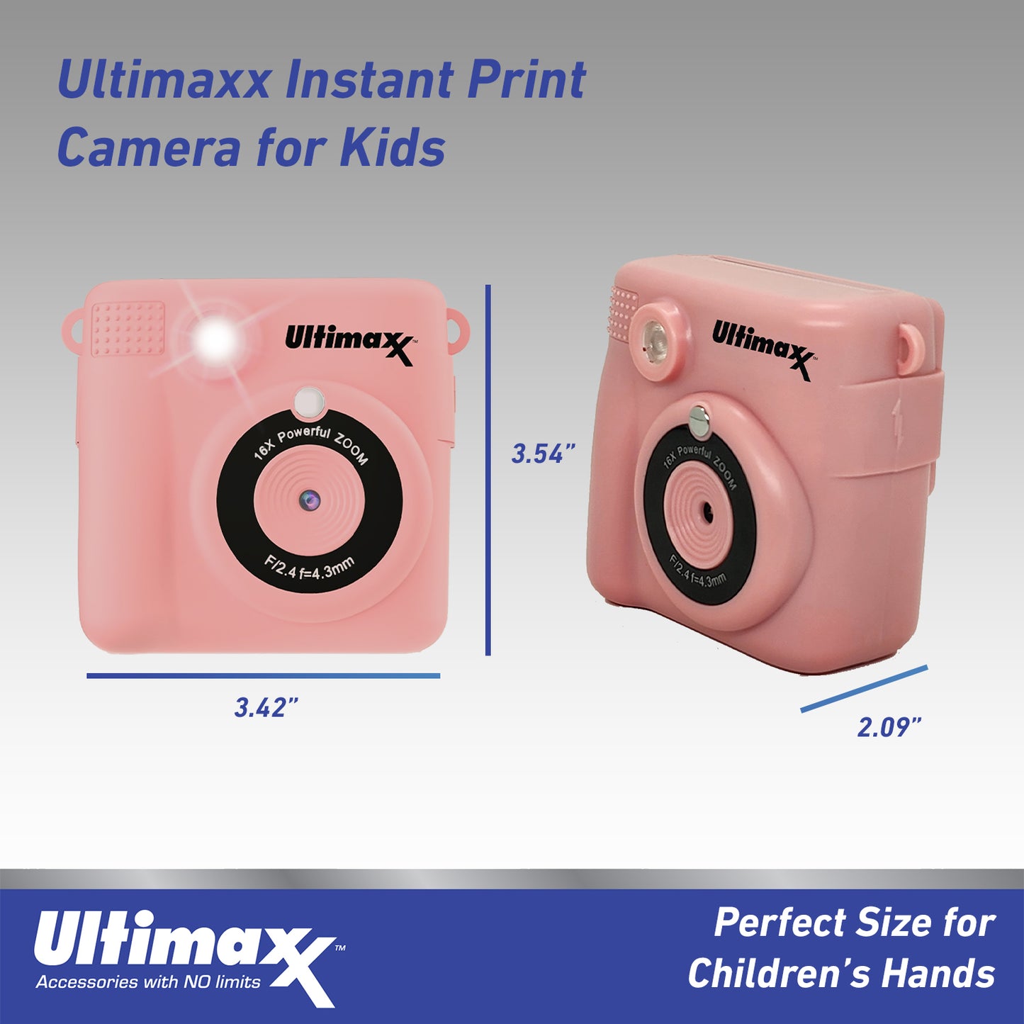 Ultimaxx Appareil photo à impression instantanée pour enfants et adolescents âgés de 8 à 12 ans débutants avec 3 rouleaux de papier d'impression Kit cadeau de Noël Micro SD 32 Go