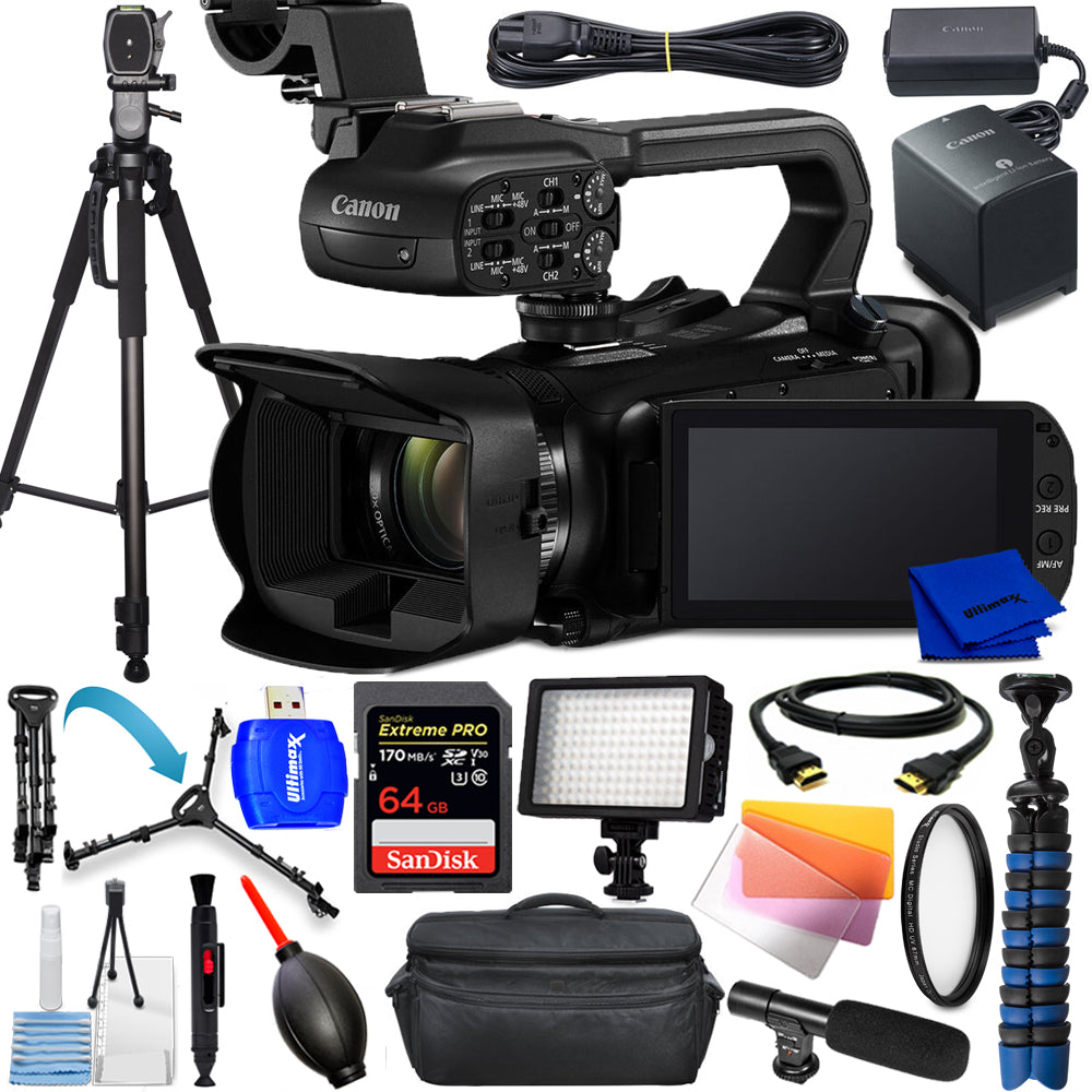 Caméscope professionnel UHD 4K Canon XA65 PAL 5732C002 - Ensemble d'accessoires 15 pièces