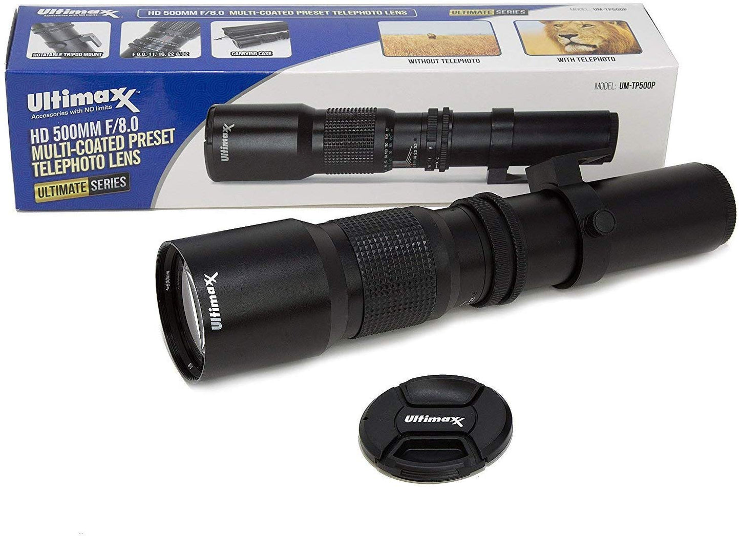 ULTIMAXX haute puissance 500 mm/1000 mm f/8 pour reflex numériques Nikon avec kits de filtres + sac à dos