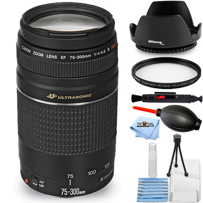 Objectif Canon EF 75-300 mm f/4-5.6 III (noir) Boîte blanche – Lot d'accessoires 7 pièces