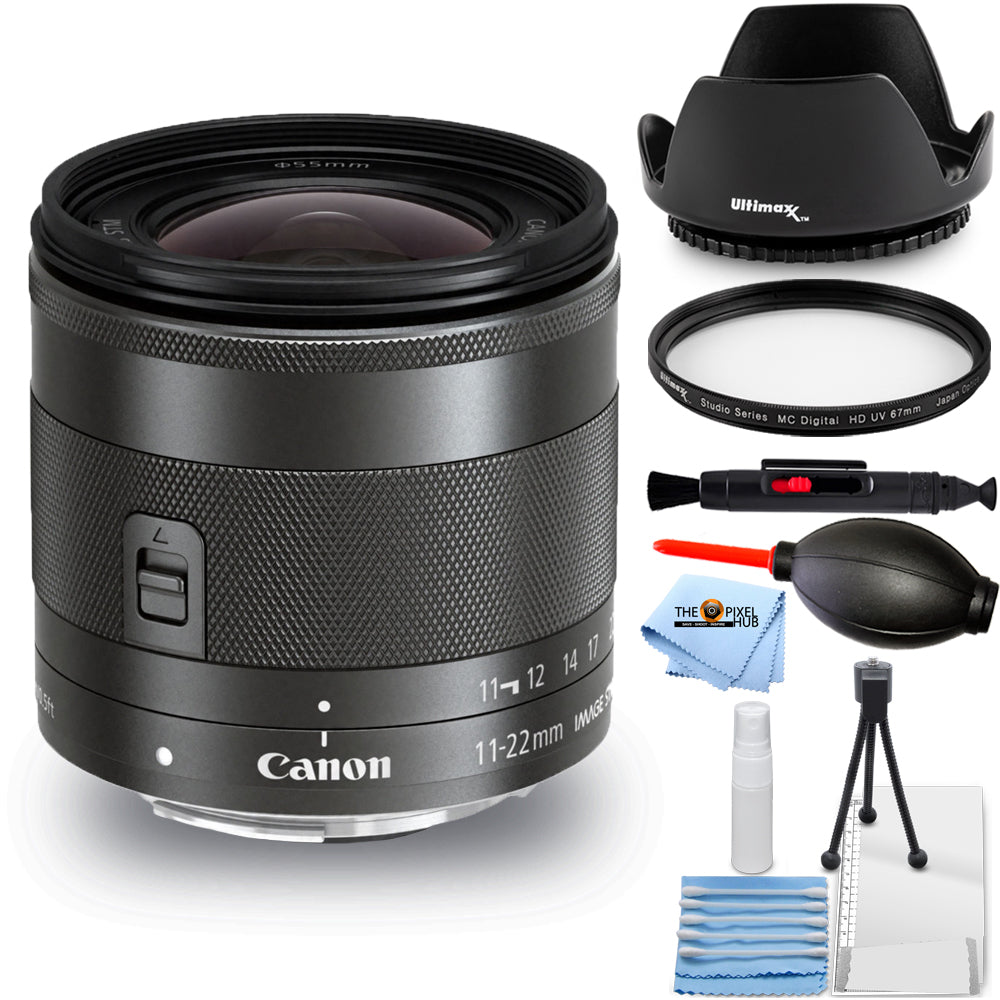 Canon EF-M 11-22mm f/4-5.6 IS STM Lens 7568B002 - 7PC Accessory Bundle