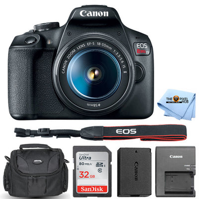 Canon EOS Rebel T7 DSLR with 18-55mm IS II 2727C002 + 32GB + Gadget Bag Bundle