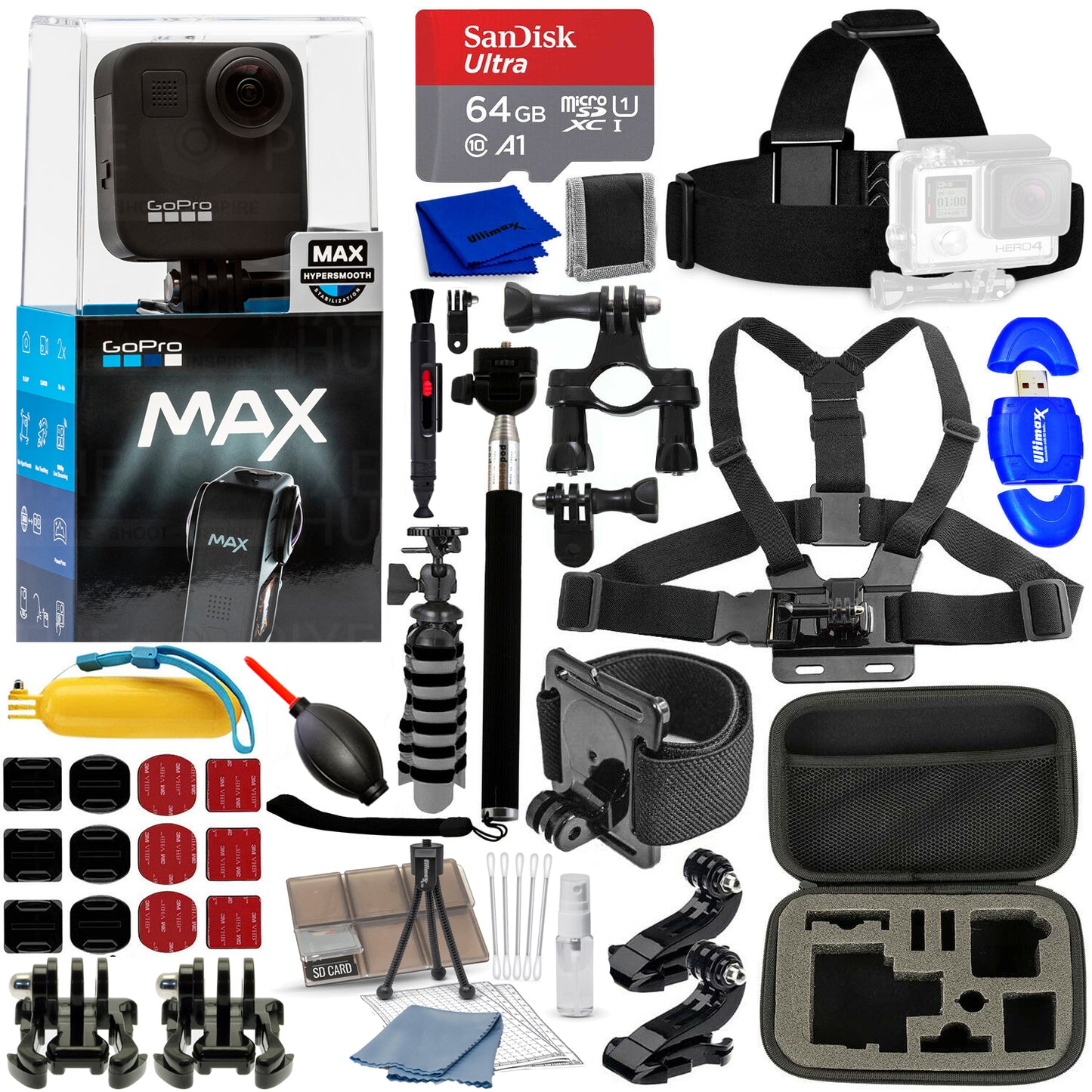 Caméra d'action étanche GoPro MAX 360 - Ensemble d'accessoires de 18 pièces