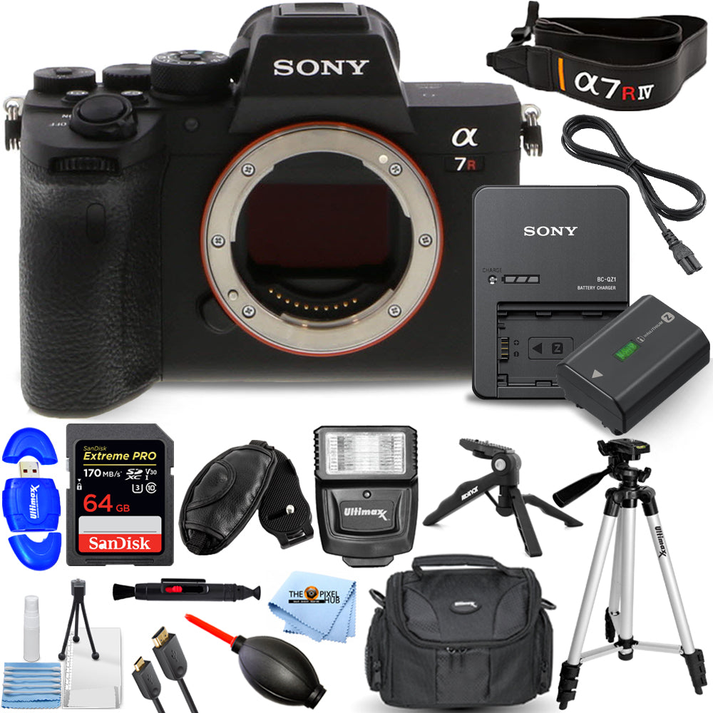 Appareil photo numérique sans miroir Sony Alpha a7R IV (boîtier uniquement) + 64 Go + ensemble trépied