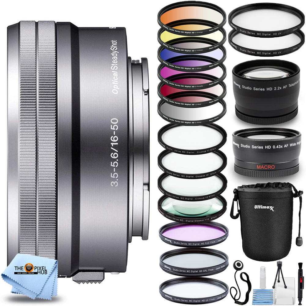 Objectif Sony E PZ 16-50 mm f/3.5-5.6 OSS (argent) - Ensemble d'accessoires 22 pièces