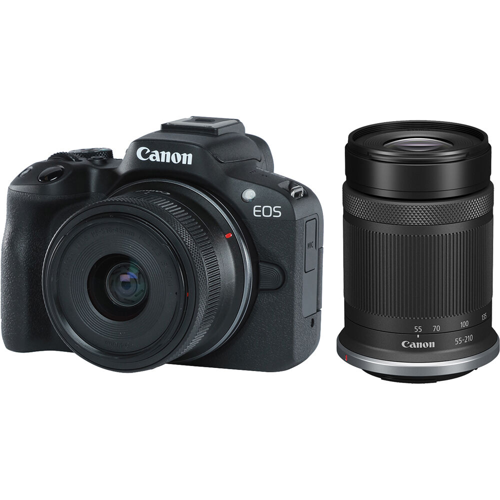 Canon EOS R50 Mirrorless Camera with 18-45mm and 55-210mm Lenses (Black)