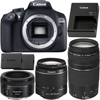 Canon EOS 3000D / T100 DSLR avec 18-55mm III + 75-300mm + 50mm - ENSEMBLE 3 OBJECTIFS