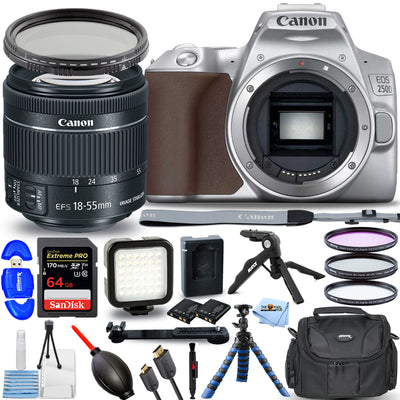 Canon EOS 250D avec objectif EF-S 18-55 mm f/4-5.6 IS STM (argent) Kit d'accessoires 15 pièces