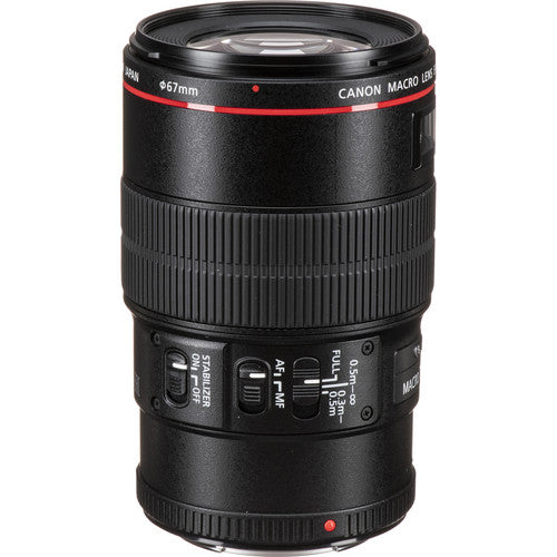 Objectif Canon EF 100 mm f/2,8L Macro IS USM + kit de filtres + pochette d'objectif