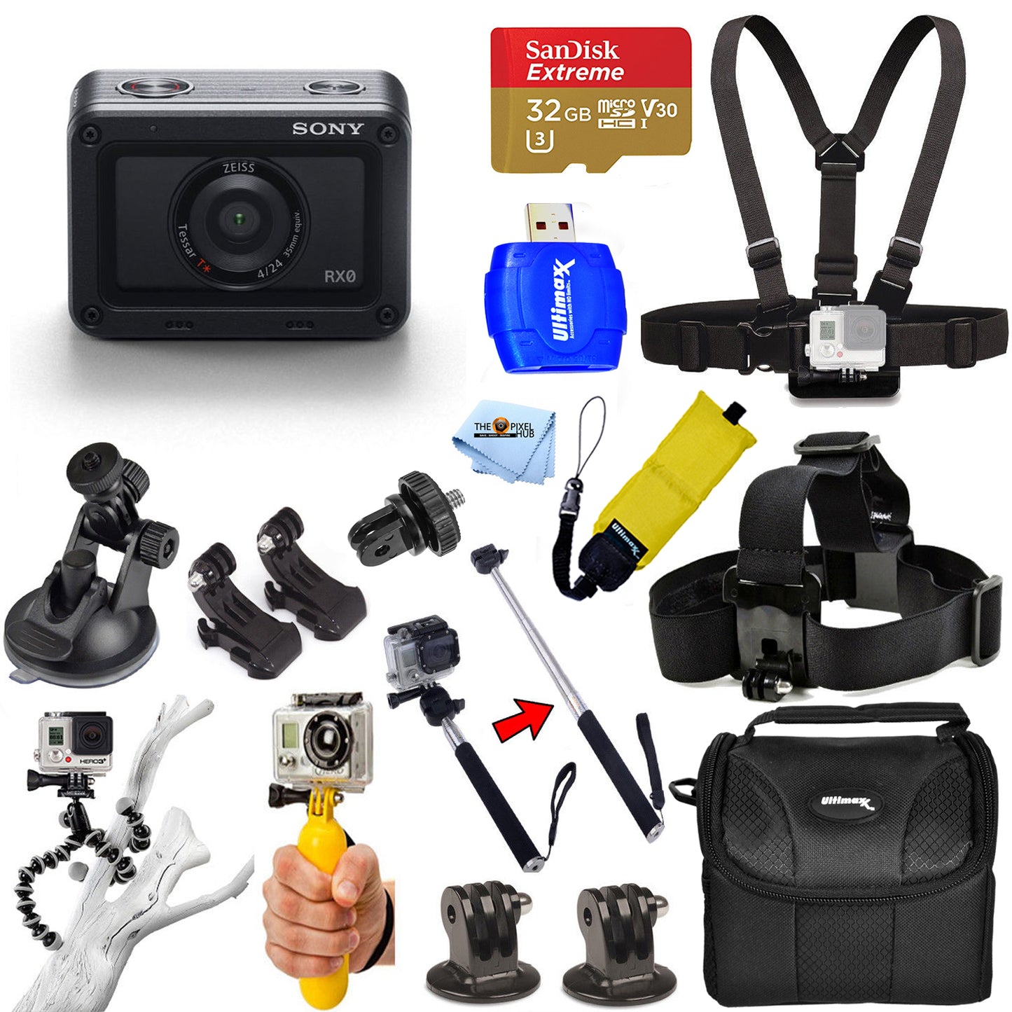 Appareil photo ultra-compact étanche/antichoc Sony RX0 DSC-RX0 - Kit d'accessoires 16 pièces