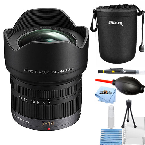 Panasonic Lumix G Vario 7-14mm f/4 ASPH Lens H-F007014 - Lens Pouch Bundle