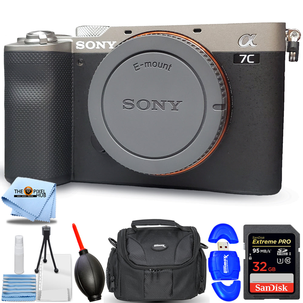 Appareil photo numérique sans miroir Sony Alpha a7C (boîtier uniquement, argent) - Kit d'accessoires 7 pièces