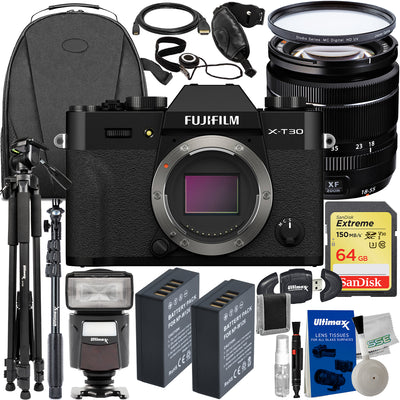 FUJIFILM X-T30 II Mirrorless Camera with 18-55mm Lens Black - 15PC Accessory Kit