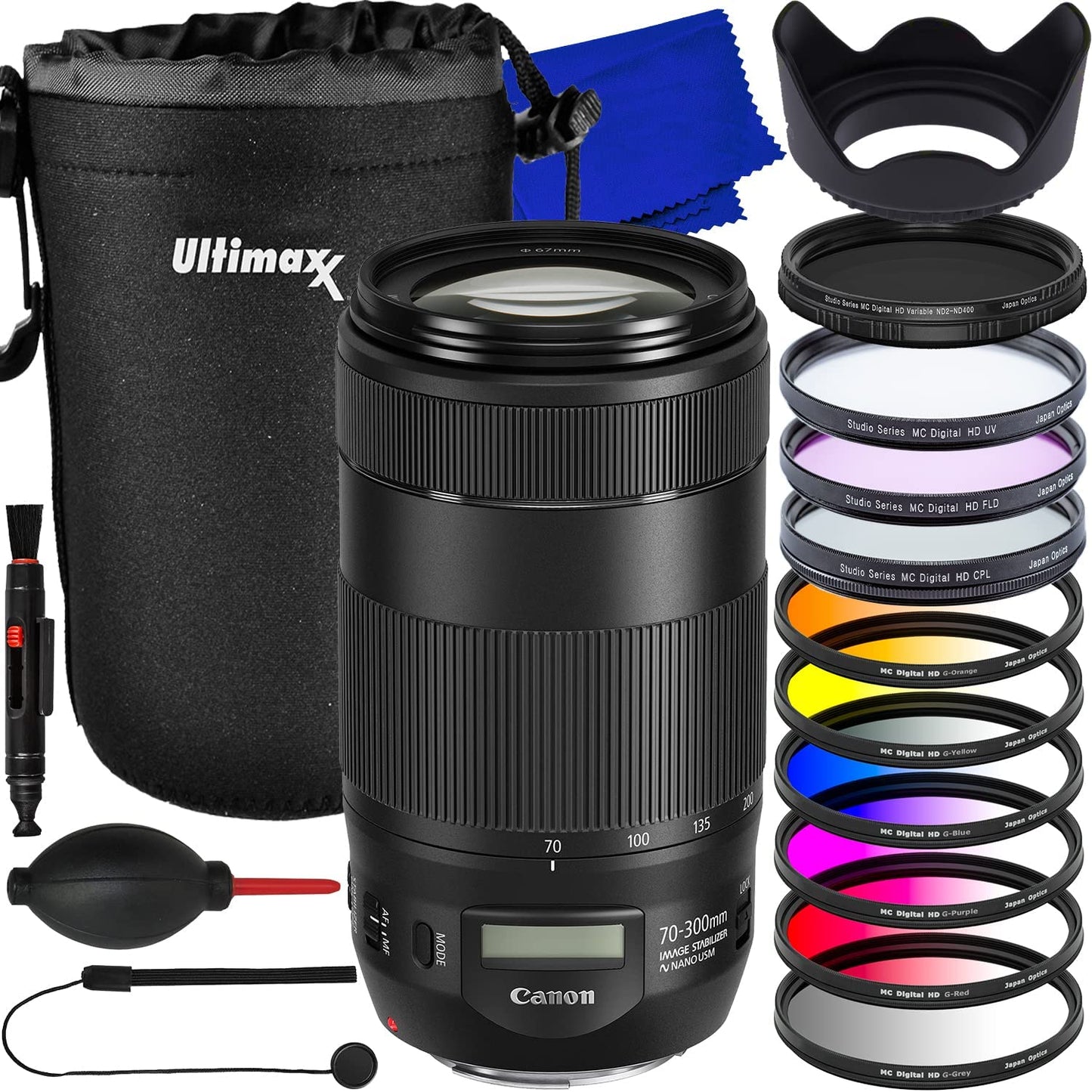 Objectif Canon EF 70-300 mm f/4-5.6 IS II USM 0571C002 - Ensemble d'accessoires 16 pièces