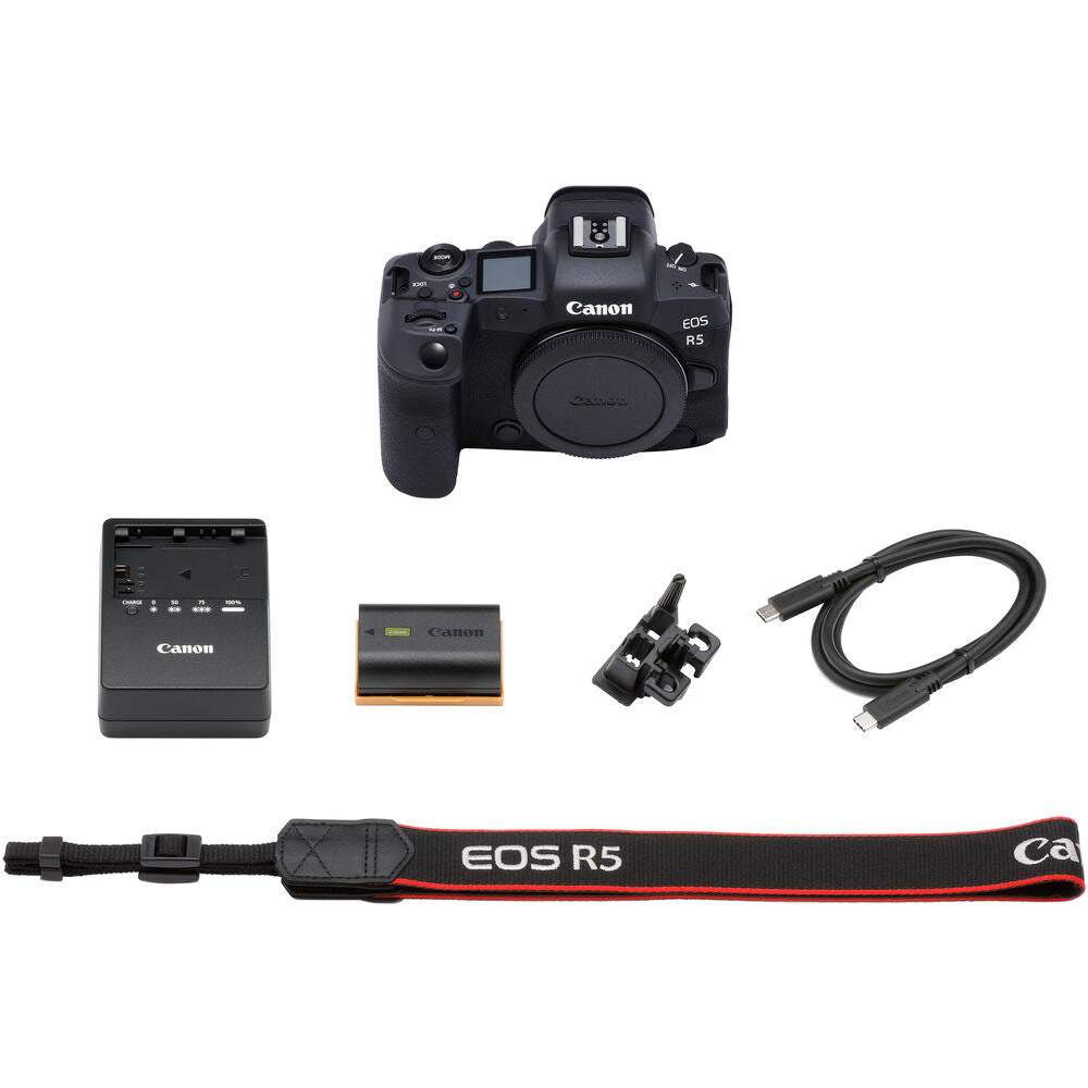 Appareil photo numérique sans miroir Canon EOS R5 (boîtier uniquement) + 64 Go + ensemble trépied