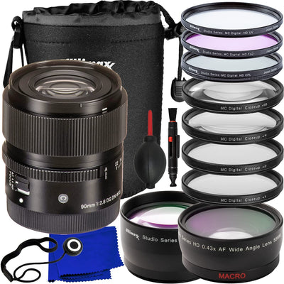 Sigma 90mm f/2.8 DG DN Objectif contemporain pour Sony E - Ensemble d'accessoires 10PC