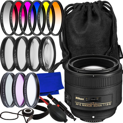 Nikon AF-S NIKKOR 85mm f/1.8G Lens 2201 - 19PC Accessory Bundle