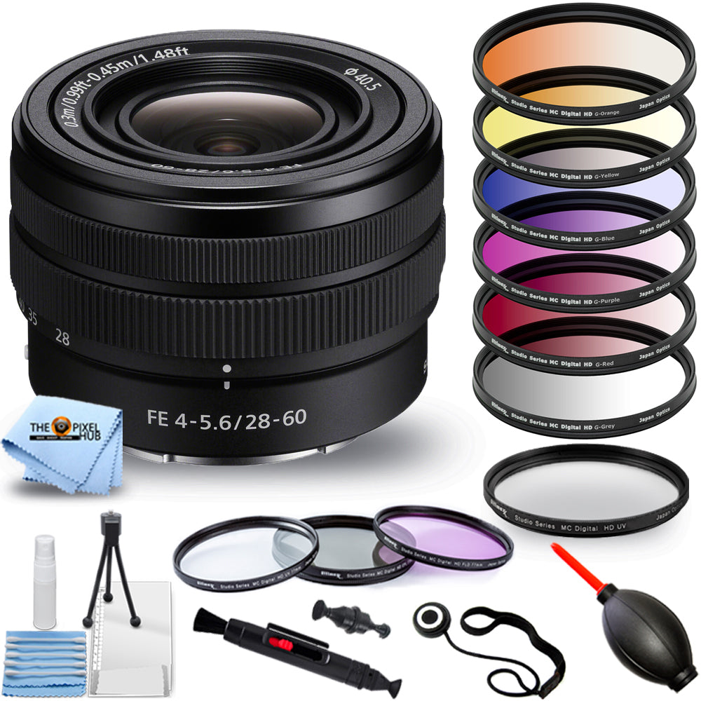 Objectif Sony FE 28-60 mm f/4-5.6 SEL2860 - Ensemble d'accessoires 15 pièces