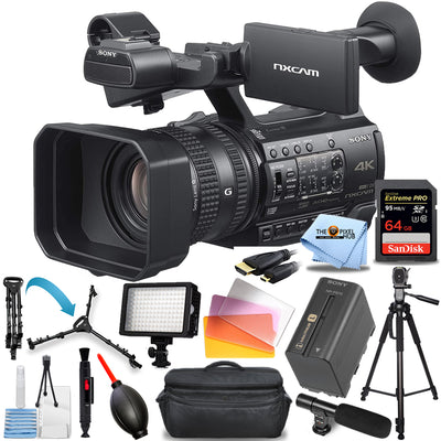 Sony HXR-NX200 HXR-NX200P Caméscope PAL professionnel 4K - BUNDLE de lumière LED 64 Go