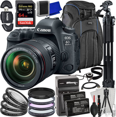 Appareil photo reflex numérique Canon EOS 6D Mark II avec objectif 24-105 mm f/4L II - Kit d'accessoires 22 pièces