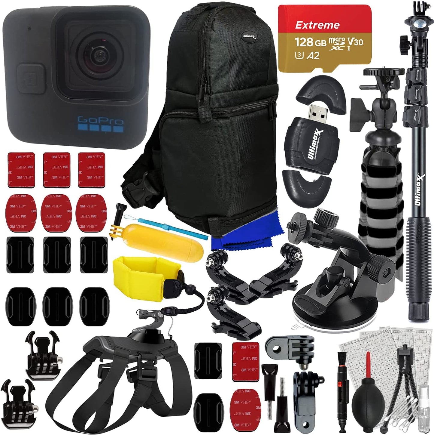 GoPro HERO11 Black Mini Hero 11 Mega Accessory Kit w Monopod Tripod 64GB Bundle