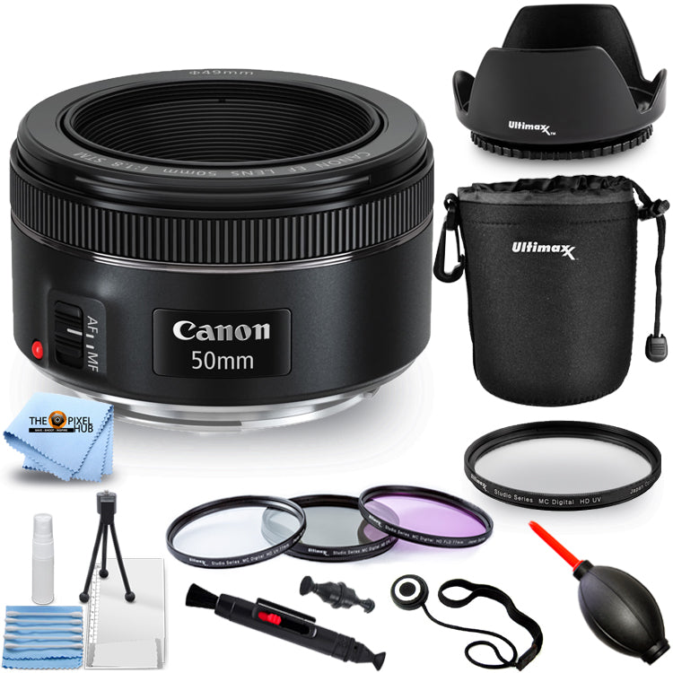 Objectif Canon EF 50 mm f/1.8 STM 0570C002 + kit de filtres + objectif Tulip Hood Pro Bundle