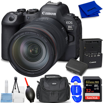 Appareil photo sans miroir Canon EOS R6 Mark II avec objectif 24-105 mm f/4 5666C011 - Kit 7 pièces