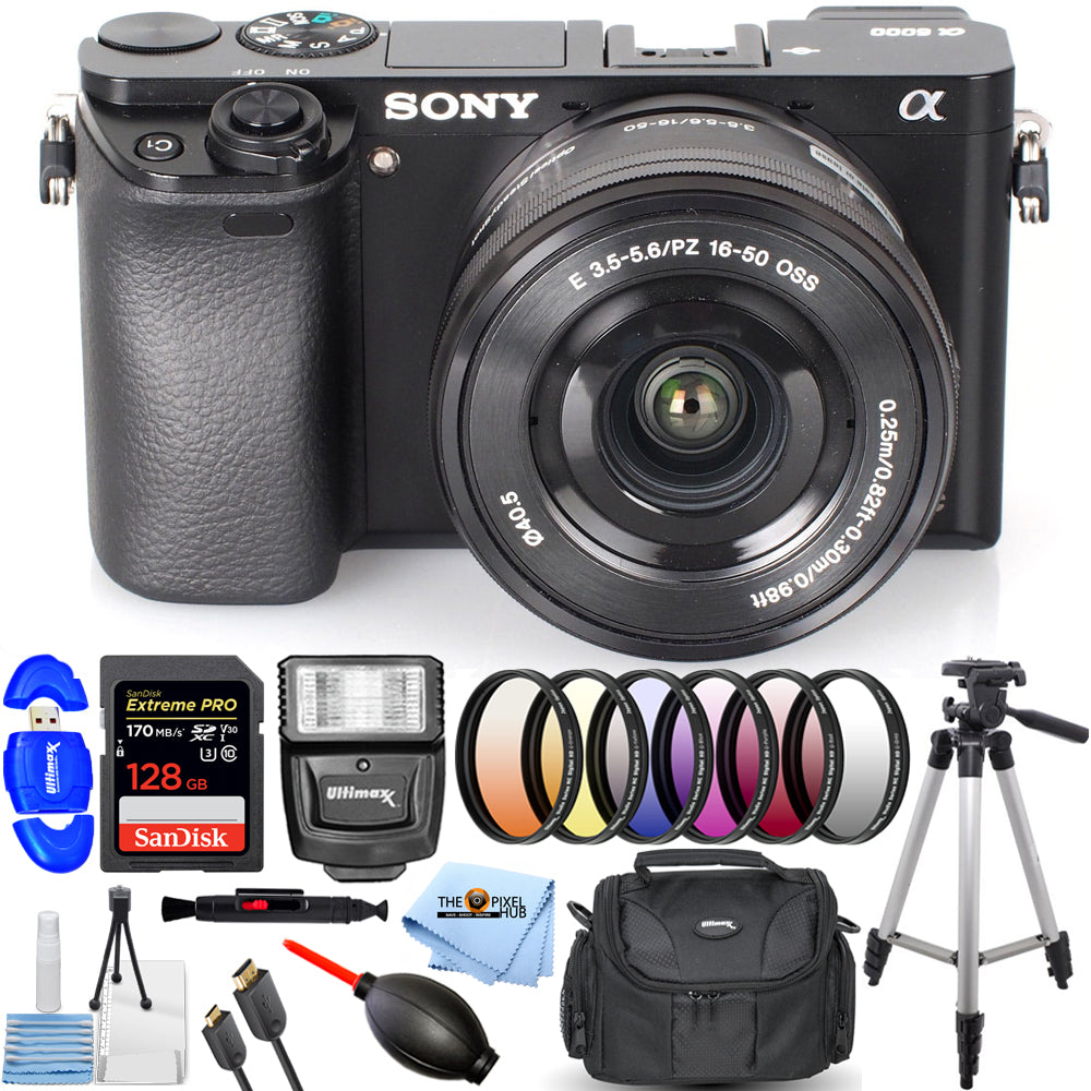 Appareil photo numérique sans miroir Sony Alpha a6000 avec objectif 16-50 mm, kit d'accessoires 12 pièces