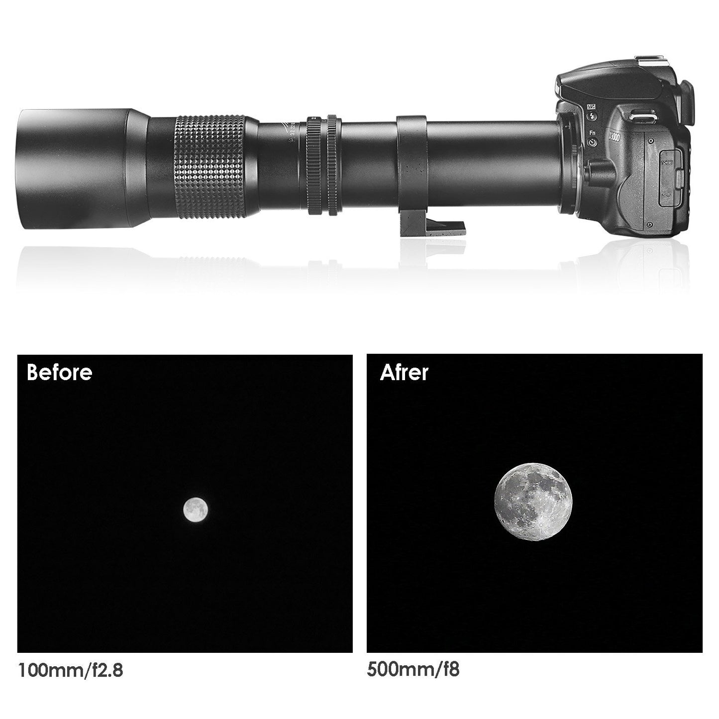 Téléobjectif manuel Super 500 mm f/8 pour Sony a5100 a6000 a6400 a6600 a7 III