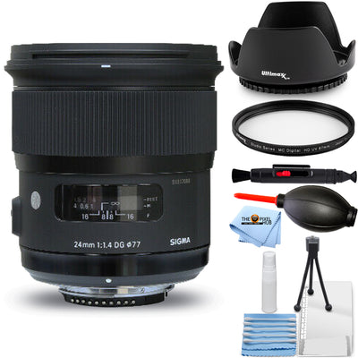 Sigma 24mm f/1.4 DG HSM Art Lens for Nikon F 401306 - Essential UV Filter Bundle