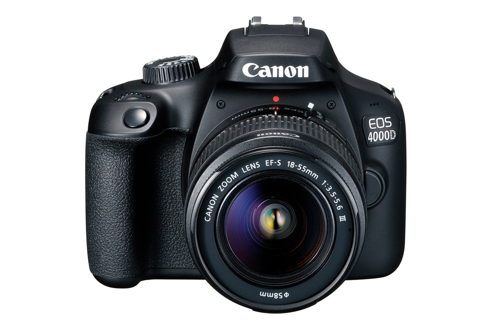 Canon EOS 4000D / Rebel T100 avec objectif EF-S 18-55 mm III et trépied flash 32 Go