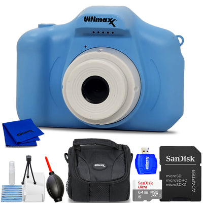 Ultimaxx Digital Video Recorder Camera (Blue) Kids Teens ages 8-12 Beginners with Games 32GB Micro SD Holiday Christmas Gift