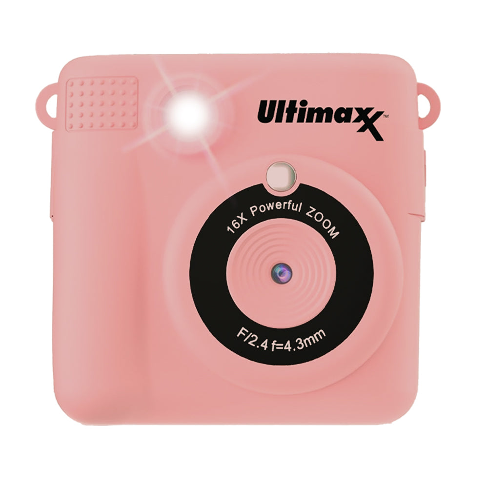 Ultimaxx Appareil photo à impression instantanée pour enfants et adolescents âgés de 8 à 12 ans débutants avec 3 rouleaux de papier d'impression Kit cadeau de Noël Micro SD 32 Go