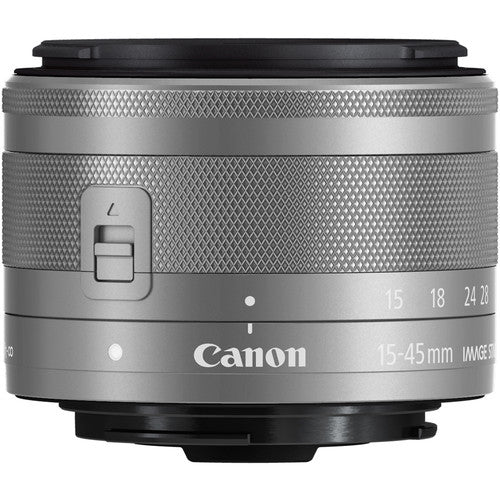 Canon EF-M 15-45mm f/3.5-6.3 IS STM Objectif (Argent) 0597C002 - Kit d'accessoires 7PC