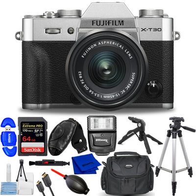 Appareil photo numérique sans miroir FUJIFILM X-T30 avec objectif 15-45 mm (argent) lot de 12 pièces