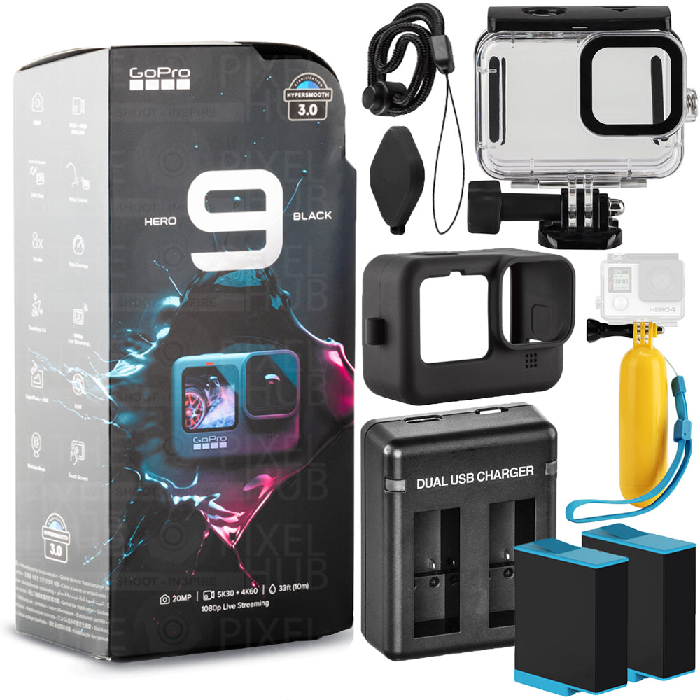 Caméscope étanche GoPro HERO9 Black 12MP + BATT EXT + Boîtier