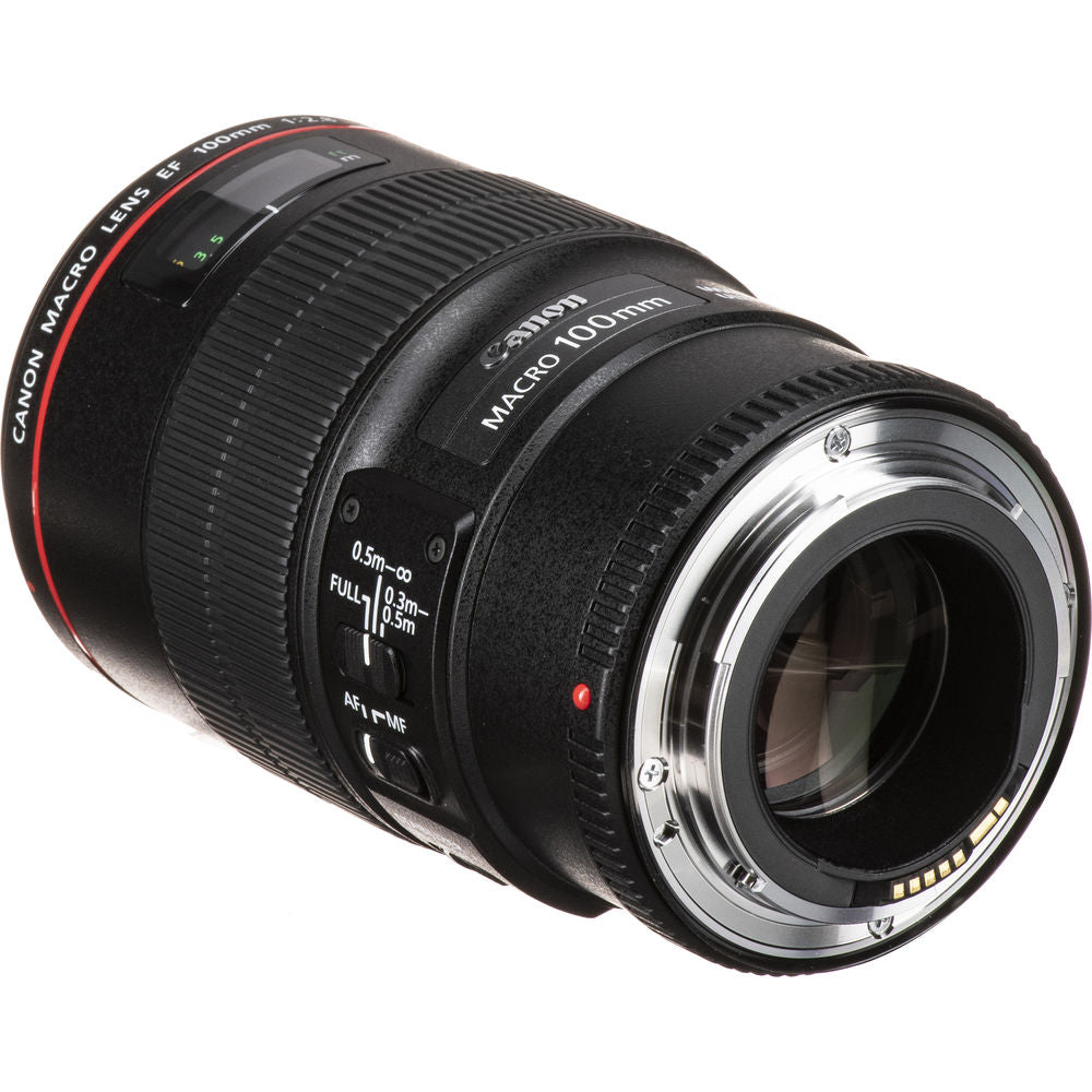 Objectif Canon EF 100 mm f/2,8L Macro IS USM + kit de filtres + pochette d'objectif