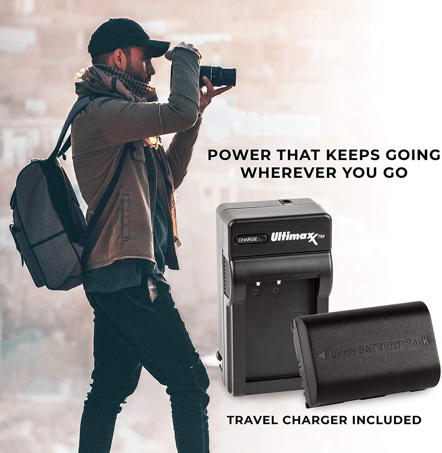 Chargeur de voyage ULTIMAXX + batterie de remplacement pour Canon LPE6