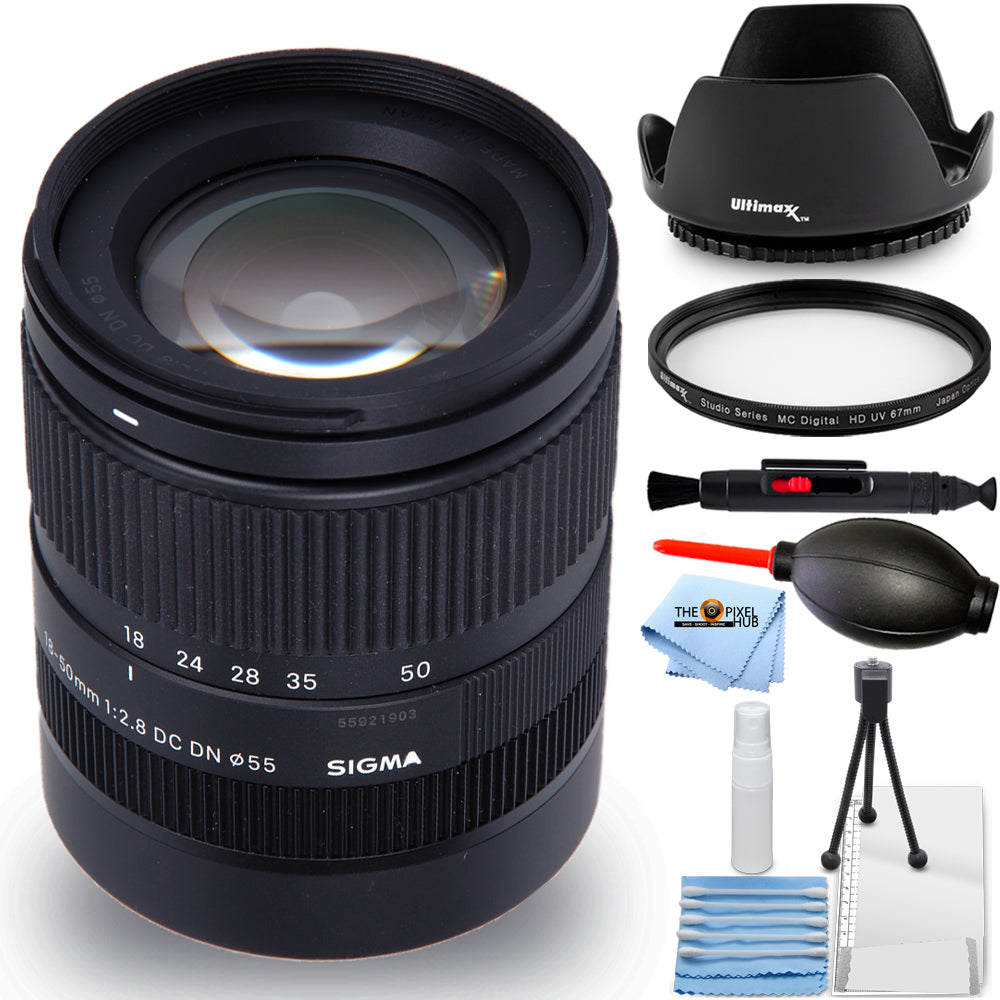 Sigma 18-50mm f/2.8 DC DN Contemporary Lens for FUJIFILM X - 7PC Accessory Kit